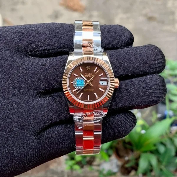 Rolex DateJust Silver And Rose Gold Fluted Design