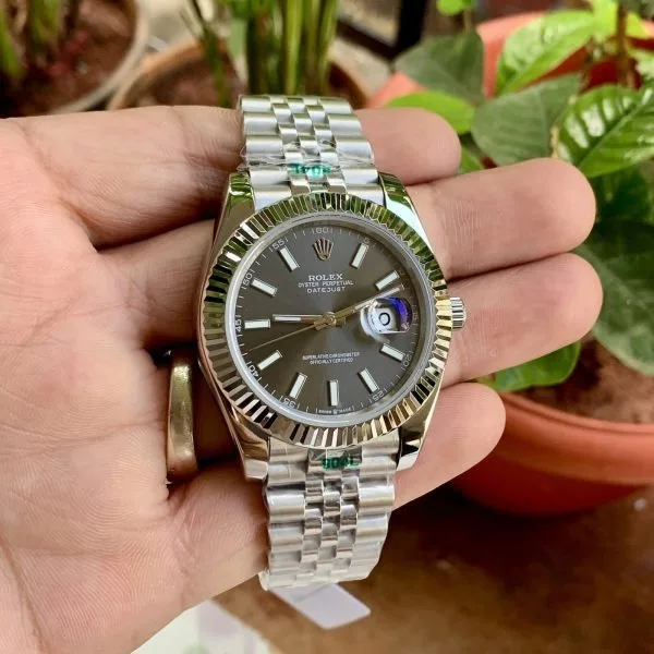 Rolex DateJust Silver Fluted Bezel Semi ETA Model