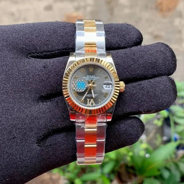Rolex DateJust Silver Gold Roman Design