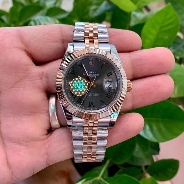 Rolex Datejust Silver-RG Fluted Bezel Wimbledon Dial