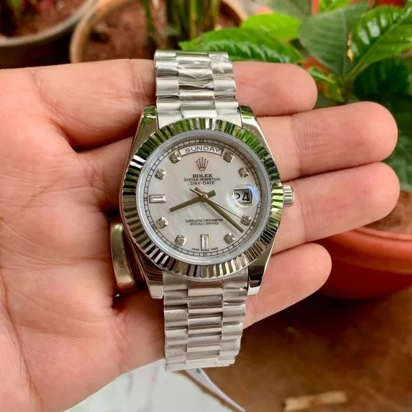 Rolex DateJust Silver White Oyster Fluted Bezel