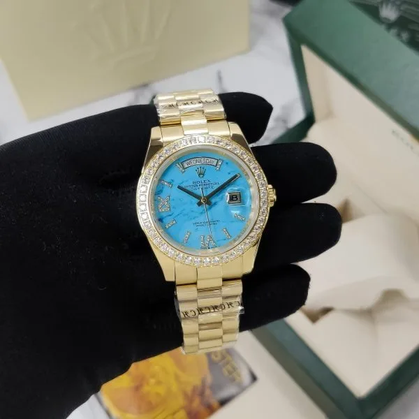 Rolex Day-Date Blue Dial Diamond Bezel 41mm