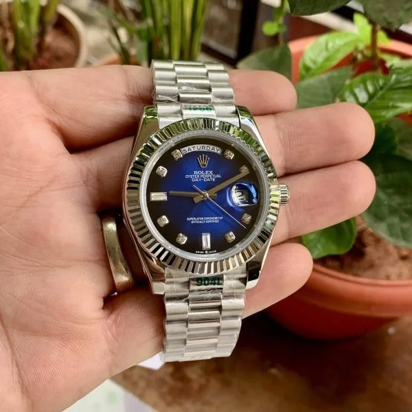 Rolex Day-Date Blue Diamond Figure Semi ETA 3255