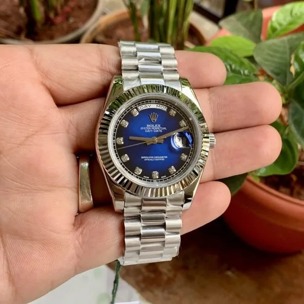 Rolex Day-Date Blue Diamond Fluted Design