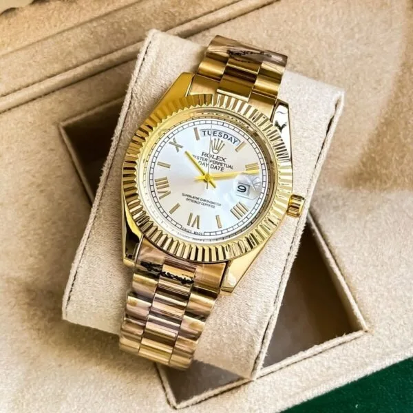 Rolex Day-Date Golden Quartz Watch