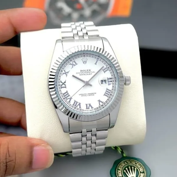 Rolex Oyster Perpetual White Datejust Watch