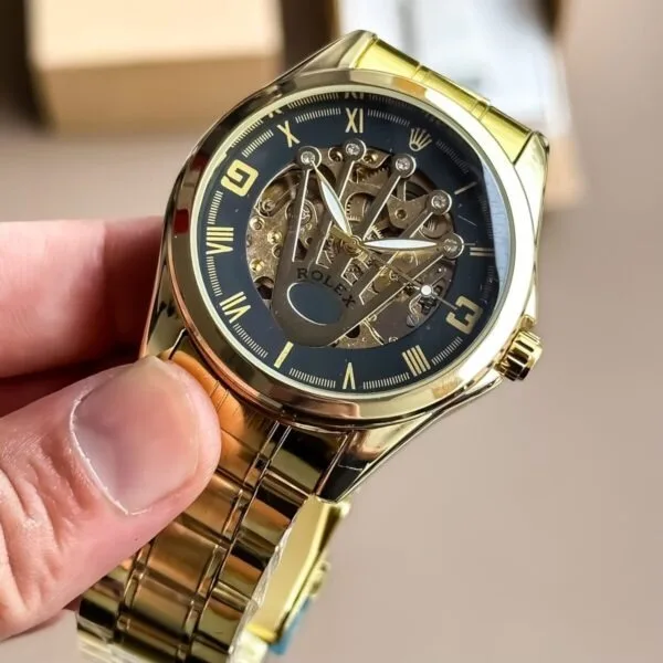 Rolex Skeleton Golden Automatic Watch