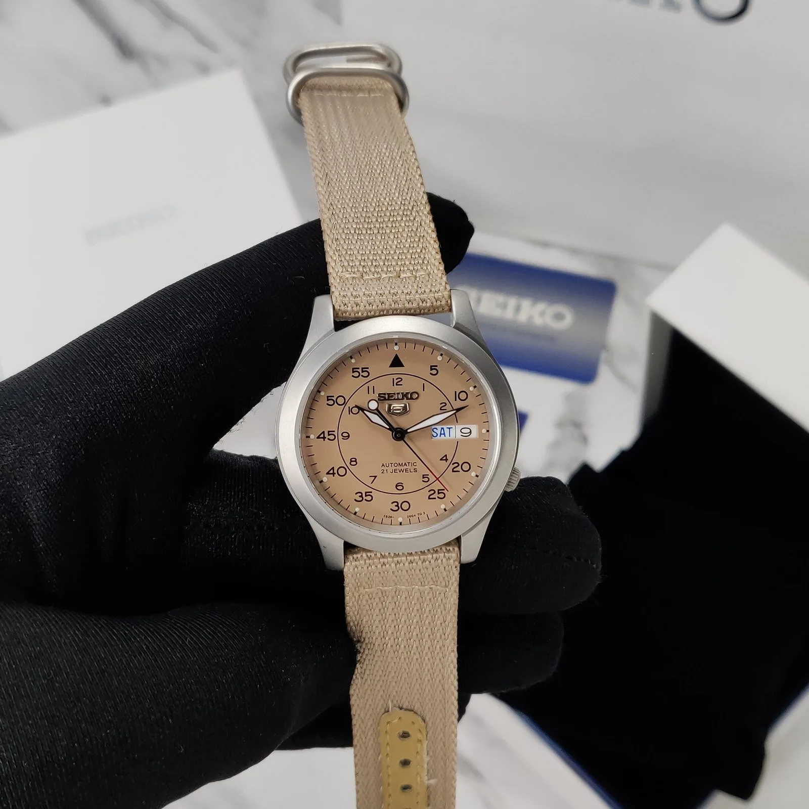 Seiko 5 Military SNK803 Beige Dial