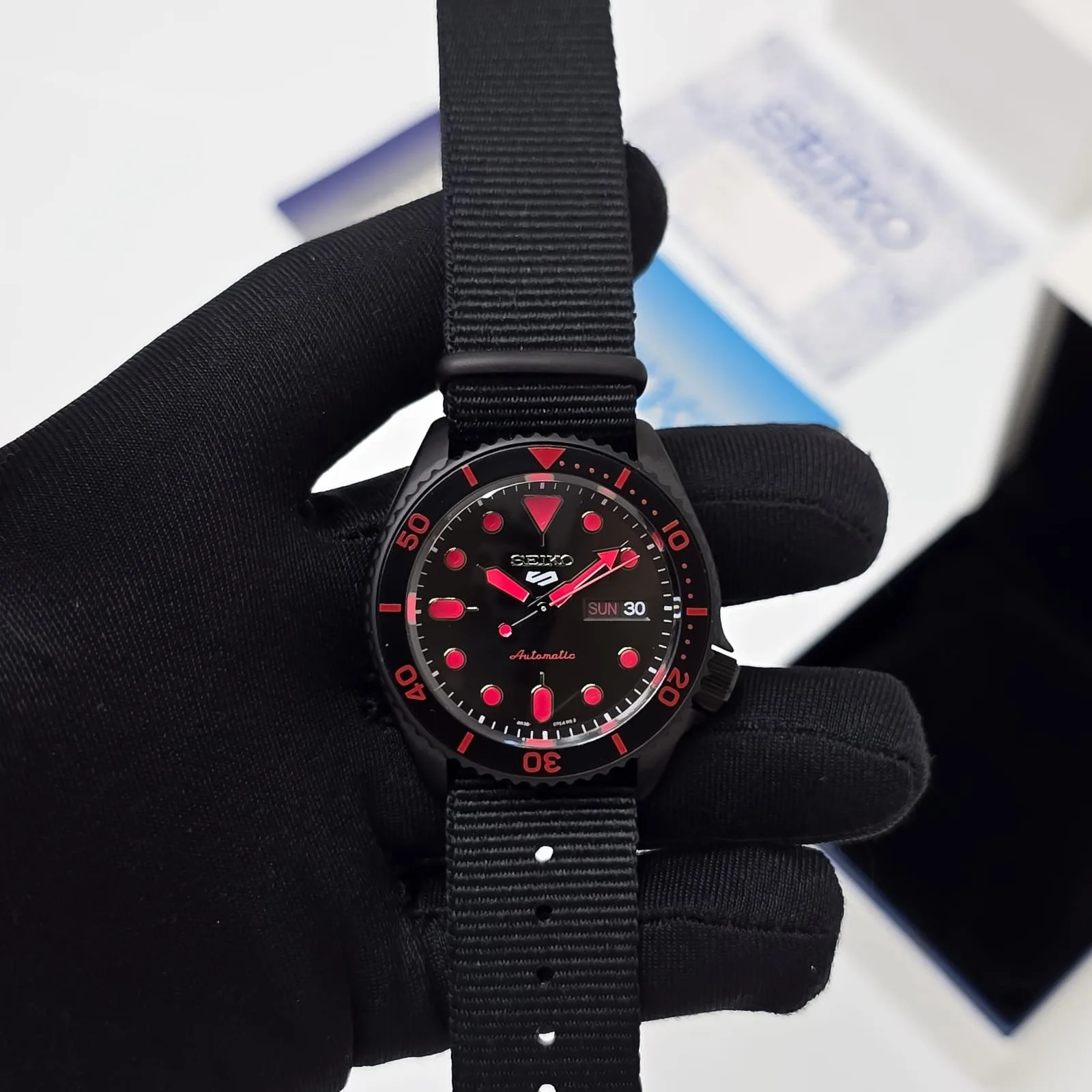 Seiko 5 Sports Nato Strap Red