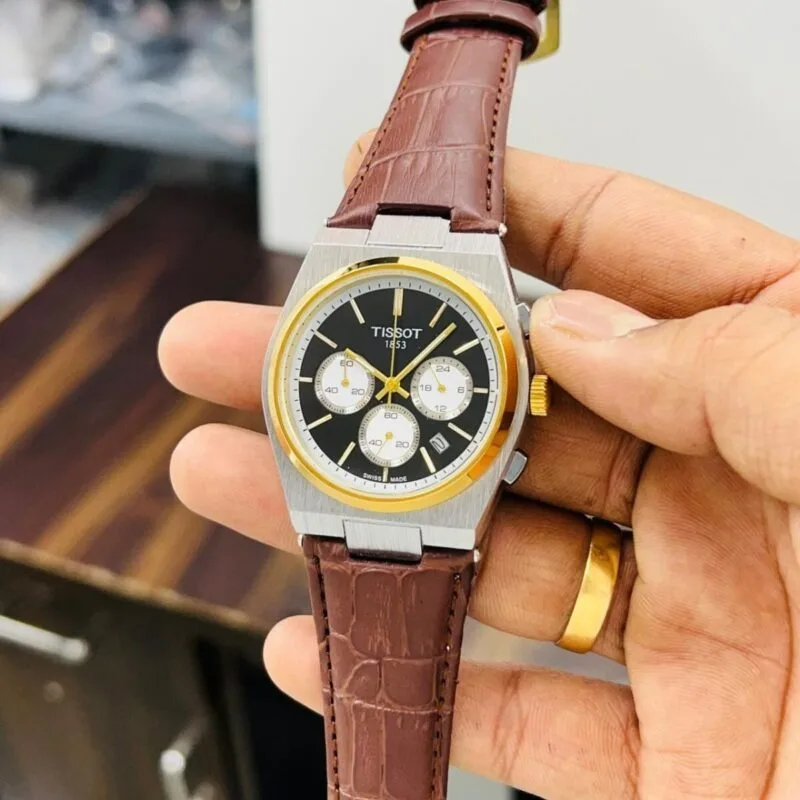 Tissot PRX Chronograph Chroco Leather Strap